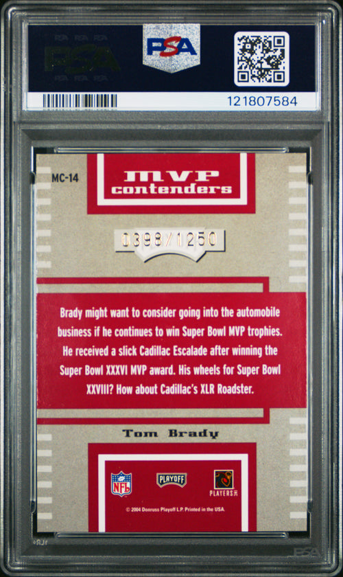 2004 PLAYOFF CONTENDERS MVP CONTENDERS #MC14 TOM BRADY MVP CONTENDERS-RED /1250