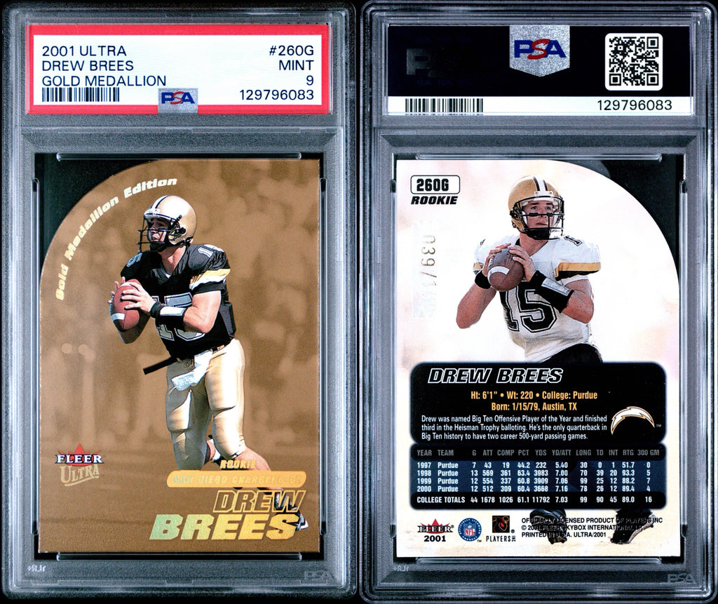 2001 ULTRA #260G DREW BREES GOLD MEDALLION -ROOKIE - /100