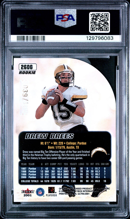 2001 ULTRA #260G DREW BREES GOLD MEDALLION -ROOKIE - /100
